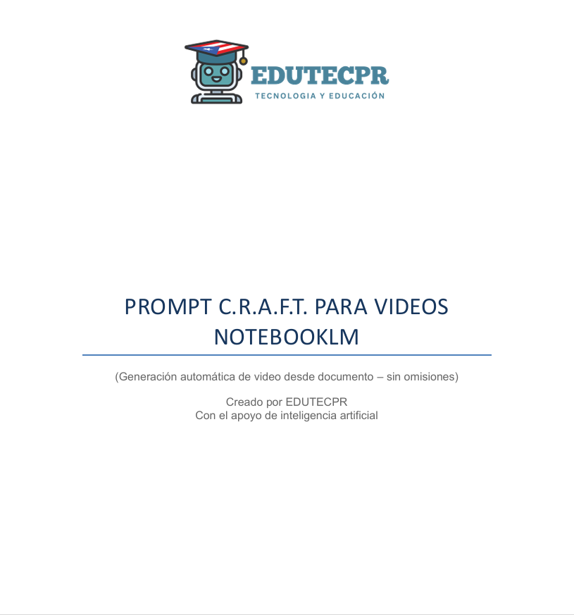 PROMPT CRAFT PARA VIDEOS NOTEBOOKLM