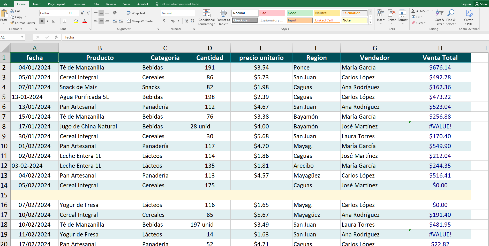 VentasPYME_Errores.xlsx – Documento de ejercicio con errores